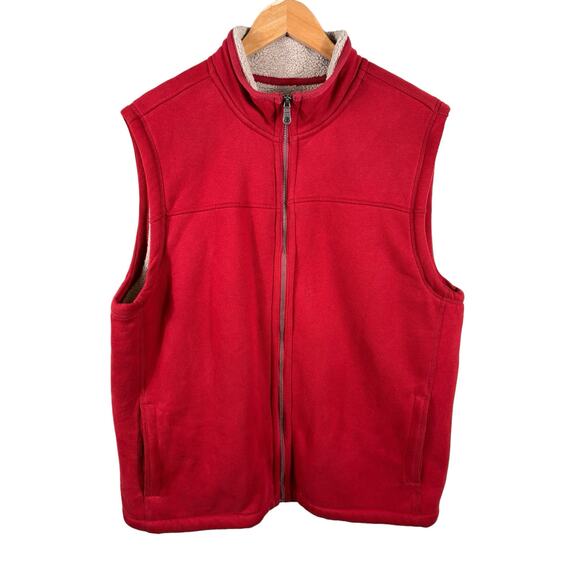 GH Bass Sherpa Vest Men’s Size XL Red Mens Faux Fur Fleece Full Zip Jacket - Picture 1 of 11